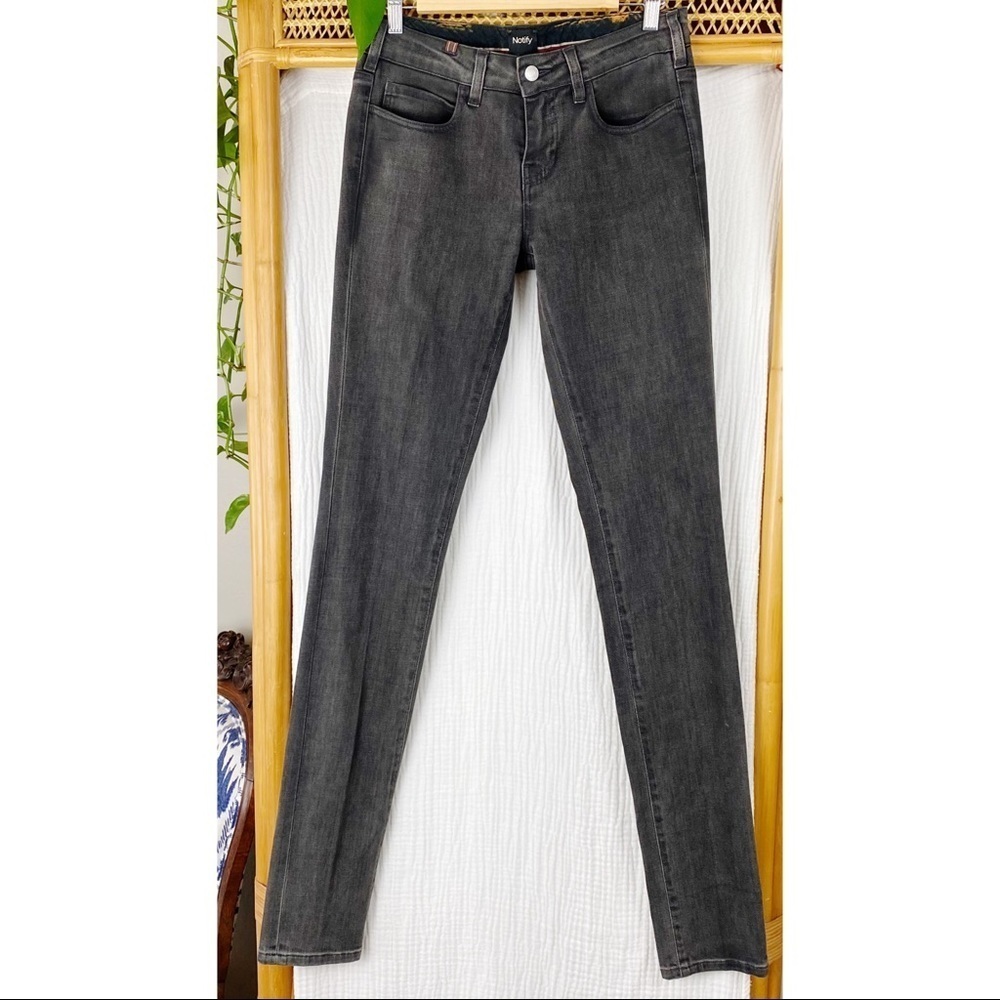 NOTIFY BLACK/BROWN WASH JEANS‎ 28 SKINNY LONG​​​​​